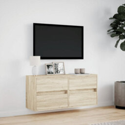 Berkfield Durable Tv Wall Cabinet With Led Lights Sonoma Oak 100X31X45 Cm - thumbnail 4