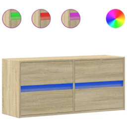 Berkfield Durable Tv Wall Cabinet With Led Lights Sonoma Oak 100X31X45 Cm - thumbnail 1
