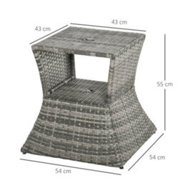 Outsunny Rattan Wicker Tea Coffee Table W/ Umbrella Hole And Storage Space Grey - thumbnail 3