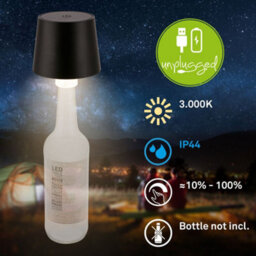 Briloner Black Bottle Light Usb Rechargeable Table Lamp Dimmable Touch Cordless Outdoor - thumbnail 3