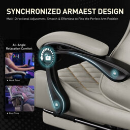 Precision Synergie Fabric Gaming Chair, Massage Computer Chair With Footrest, Lumbar Support & Height Adjustable For Home, Brown - thumbnail 7