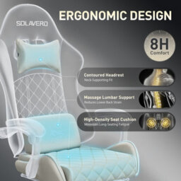 Precision Synergie Fabric Gaming Chair, Massage Computer Chair With Footrest, Lumbar Support & Height Adjustable For Home, Brown - thumbnail 5
