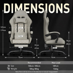 Precision Synergie Fabric Gaming Chair, Massage Computer Chair With Footrest, Lumbar Support & Height Adjustable For Home, Brown - thumbnail 3