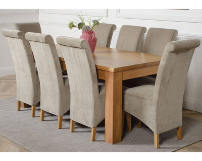 That's Furniture Dakota 182 X 92 Cm Chunky Oak Large Dining Table And 8 Chairs Dining Set With Montana Grey Fabric Chairs - image 1