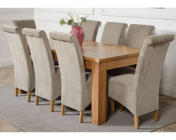 That's Furniture Dakota 182 X 92 Cm Chunky Oak Large Dining Table And 8 Chairs Dining Set With Montana Grey Fabric Chairs - thumbnail 1