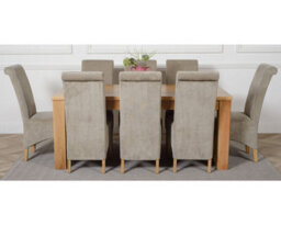 That's Furniture Dakota 182 X 92 Cm Chunky Oak Large Dining Table And 8 Chairs Dining Set With Montana Grey Fabric Chairs - thumbnail 2