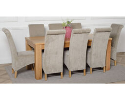 That's Furniture Dakota 182 X 92 Cm Chunky Oak Large Dining Table And 8 Chairs Dining Set With Montana Grey Fabric Chairs - thumbnail 3