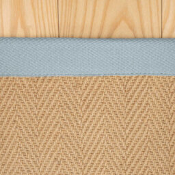 Loomed Natural Jute Blue Grey Cotton Border Runner Rug 70X240Cm - thumbnail 4