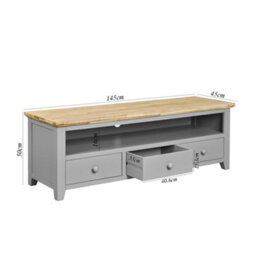 Statement Furniture Florence Dove Grey Tv Stand With 3 Drawers And Shelf - thumbnail 2