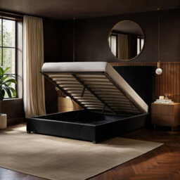 Flair Tiggy Ottoman Bed With Winged Headboard Black Velvet Kingsize - thumbnail 2