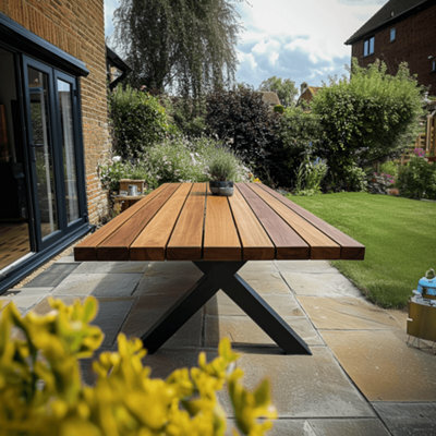 Ashford Blake Rustic Iroko Outdoor Garden Table With Aluminium Legs - image 1