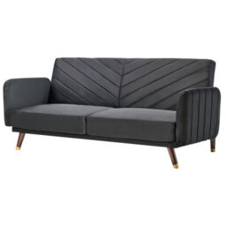 Beliani Sofa Bed 3 Seater Senja Velvet Black - thumbnail 4