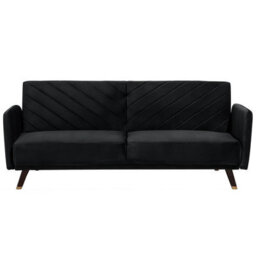 Beliani Sofa Bed 3 Seater Senja Velvet Black