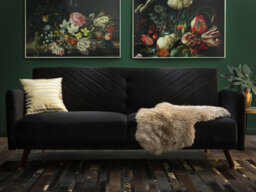 Beliani Sofa Bed 3 Seater Senja Velvet Black - thumbnail 2