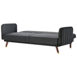 Beliani Sofa Bed 3 Seater Senja Velvet Black - thumbnail 6
