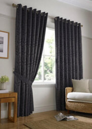Luxury Living Tivoli Eyelet Ring Top Curtains Charcoal