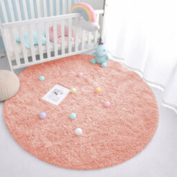 Aspire Homeware Non-Slip Pink Shaggy Rug Soft Fluffy Washable, Round Living Area And Bedroom Rug, (L)120Cm X (W)120Cm - thumbnail 1