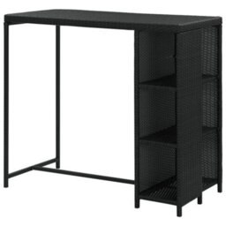 Berkfield Bar Table With Storage Rack Black 120X60X110 Cm Poly Rattan - thumbnail 4