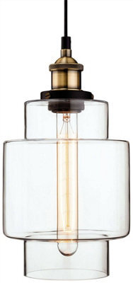 Luminosa Lighting Luminosa Empire 1 Light Ceiling Pendant Antique Brass, Clear Glass, E27