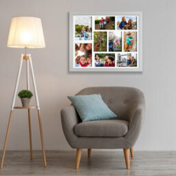 AK Frames 20X16 Silver Sleek Multi Photo Frame With White Mount - Holds 9 Apertures (2X) 7X5, (7X) 6X4 Photos - thumbnail 3