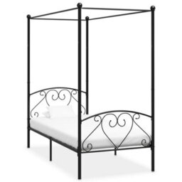 284433 Vidaxl Canopy Bed Frame Without Mattress Black Metal 90X200 Cm - thumbnail 1