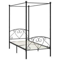 284433 Vidaxl Canopy Bed Frame Without Mattress Black Metal 90X200 Cm - thumbnail 2