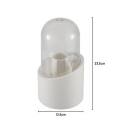 Living And Home White Plastic Rotating Makeup Brush Cylinder Case With Removable Compartments - thumbnail 5