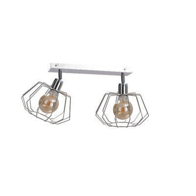 Luminosa Lighting Luminosa Luna Twin Ceiling Spotlight Silver, 50Cm, 2X E27