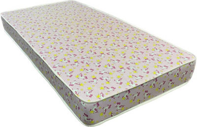 "Wilson Beds - 4"" (10Cm) Deep 2Ft6 Small Single Pink Unicorns Firm All Reflex Foam Kids Thin Mattress" - image 1