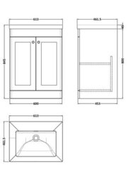 Balterley Swynnerton Traditional 2 Door Floor Standing Vanity Unit With Fireclay Basin, Dark Grey, 600mm - thumbnail 2