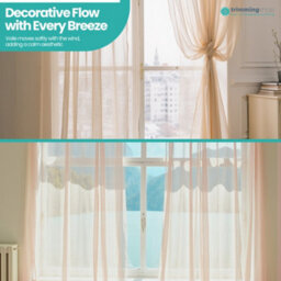 "Neel Blue Voile Curtains Slot Top, 2 Curtains, Cream - 56"" Width X 72"" Drop" - thumbnail 7