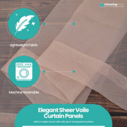 "Neel Blue Voile Curtains Slot Top, 2 Curtains, Cream - 56"" Width X 72"" Drop" - thumbnail 4