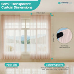 "Neel Blue Voile Curtains Slot Top, 2 Curtains, Cream - 56"" Width X 72"" Drop" - thumbnail 2