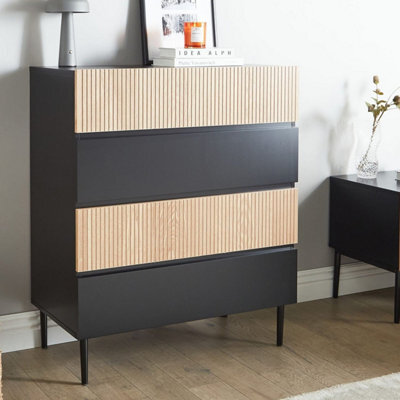 Beliani Black Ribbed Front 4-Drawer Chest Of Drawers - image 1