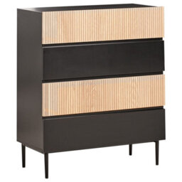 Beliani Black Ribbed Front 4-Drawer Chest Of Drawers - thumbnail 2
