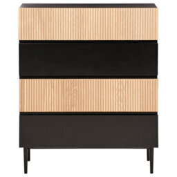 Beliani Black Ribbed Front 4-Drawer Chest Of Drawers - thumbnail 3