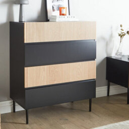 Beliani Black Ribbed Front 4-Drawer Chest Of Drawers - thumbnail 1