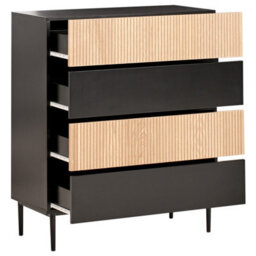 Beliani Black Ribbed Front 4-Drawer Chest Of Drawers - thumbnail 4