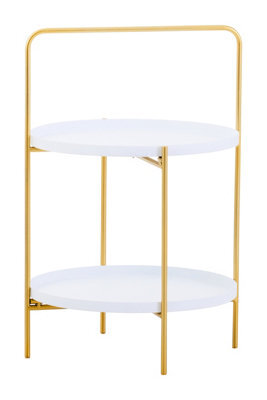 Orsina Durable And Versatile Two Tier White And Gold Rose Side Table, Contrast Bed Side Small Side Table For Home - image 1