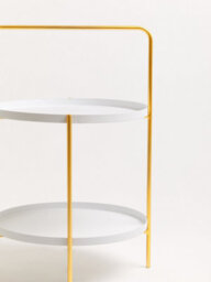 Orsina Durable And Versatile Two Tier White And Gold Rose Side Table, Contrast Bed Side Small Side Table For Home - thumbnail 6