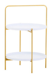 Orsina Durable And Versatile Two Tier White And Gold Rose Side Table, Contrast Bed Side Small Side Table For Home - thumbnail 1