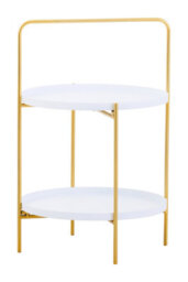 Orsina Durable And Versatile Two Tier White And Gold Rose Side Table, Contrast Bed Side Small Side Table For Home - thumbnail 2