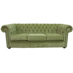 Chesterfield 3 Seater Sofa Velluto Lime Green Velvet Fabric In Classic Style - thumbnail 1