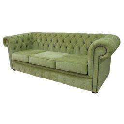 Chesterfield 3 Seater Sofa Velluto Lime Green Velvet Fabric In Classic Style - thumbnail 2