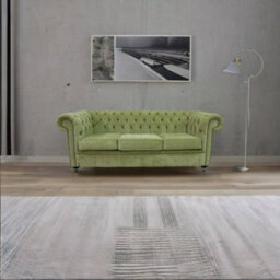 Chesterfield 3 Seater Sofa Velluto Lime Green Velvet Fabric In Classic Style - thumbnail 3