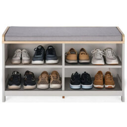 Taylor & Brown Grey Storage Bench With Cushion, 4-Shelf Shoe Storage Bench With Seat, Padded Entryway Shoe Changing Stool - thumbnail 5