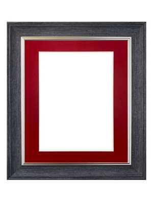 Frames By Post Scandi Charcoal Grey Frame With Red Mount For Imagesize A2 - image 1