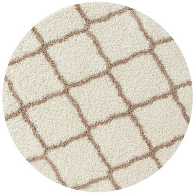 The Rugs Moroccan Shaggy Rugs And Runners Soft High Pile Ivory And Beige Living Room Kitchen Hallway 730 - image 1