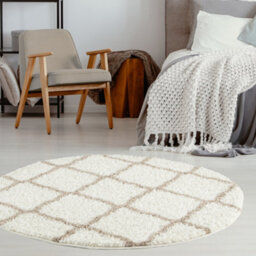 The Rugs Moroccan Shaggy Rugs And Runners Soft  High Pile Ivory And Beige Living Room Kitchen Hallway 730 - thumbnail 4