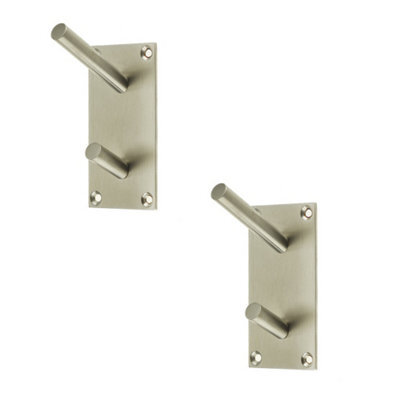 Loops 2 Pack Premium Satin Stainless Steel Hat And Coat Hook - 94X46mm - Wall Mounted Clothing Hook - image 1